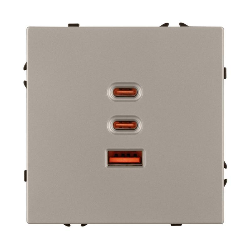 USB Розетка тип А+С+С софт-тач кашемир Arlight SCT-MUACC-SFPL-FC-CA (65W, QC3) 061835(1)