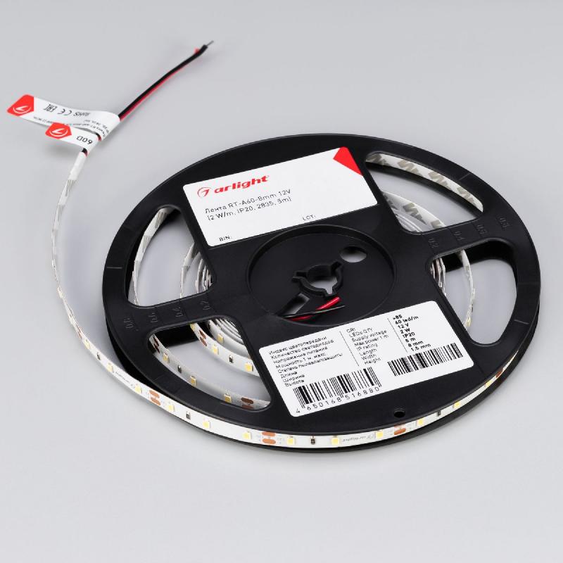 Светодиодная лента Arlight RT-A60-8mm 12V White6000 (2 W/m, IP20, 2835, 50m) 029752(3)