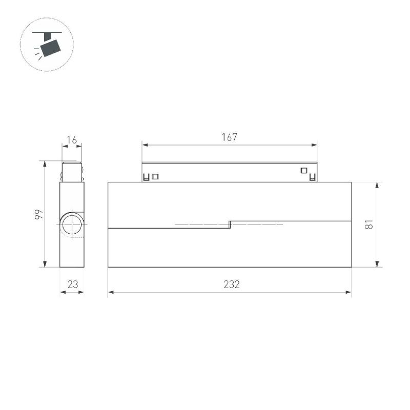 Трековый магнитный светильник Arlight MAG-ORIENT-FLAT-FOLD-S230-12W Day4000-MIX (BK, 80 deg, 48V, DALI) 041870