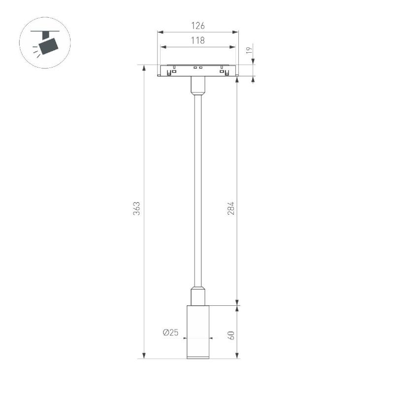 Трековый магнитный светильник Arlight MAG-ORIENT-SPOT-FLEX-R25-3W Day4000 (BK, 24 deg, 48V) 044647