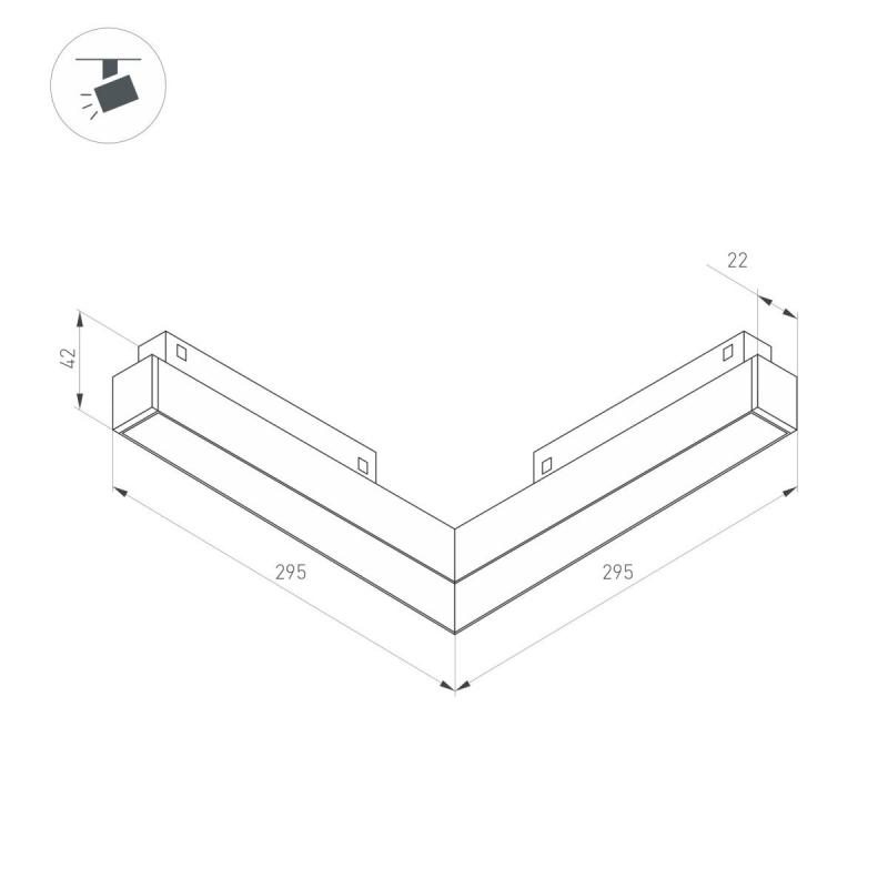 Трековый магнитный светильник Arlight MAG-ORIENT-FLAT-ANGLE-L295-18W Warm2700 (BK, 100 deg, 48V) (IP20 Металл) 060733