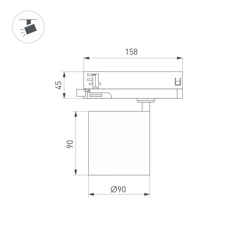 Трековый трехфазный светильник Arlight LGD-DYKE-4TR-R90-26W Day4000 (BK, 50 deg, 230V) 052289