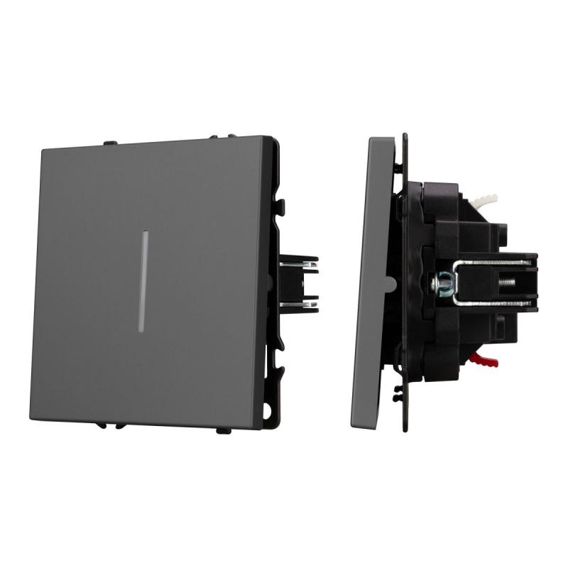 Механизм выключателя одноклавишный проходной Arlight LED SWT-NOBE-MKP1-SFPL-L-GR (230V, 10A) 054263
