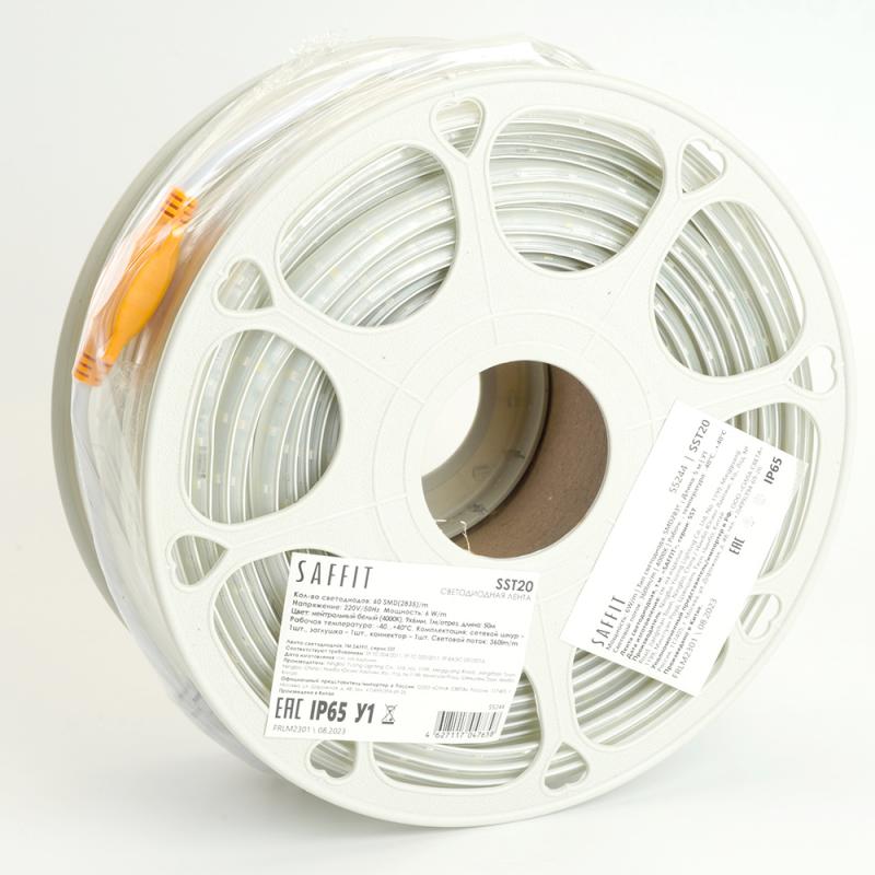 Светодиодная лента Saffit SST20 220В 6Вт/м 4000К 50м IP65 55244