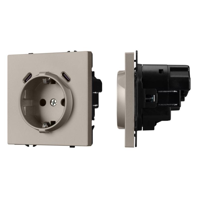 Розетка зк со шторками с USB тип C+С софт-тач кашемир Arlight SCT-MUCC-SFPL-CA (250V, 16A) 061814(1)