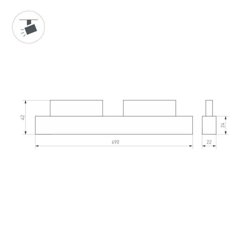 Трековый магнитный светильник Arlight MAG-ORIENT-FLAT-L690-24W Day4000 (Белый, 100 deg, 48V, DALI) (IP20 Металл) 037913(2)