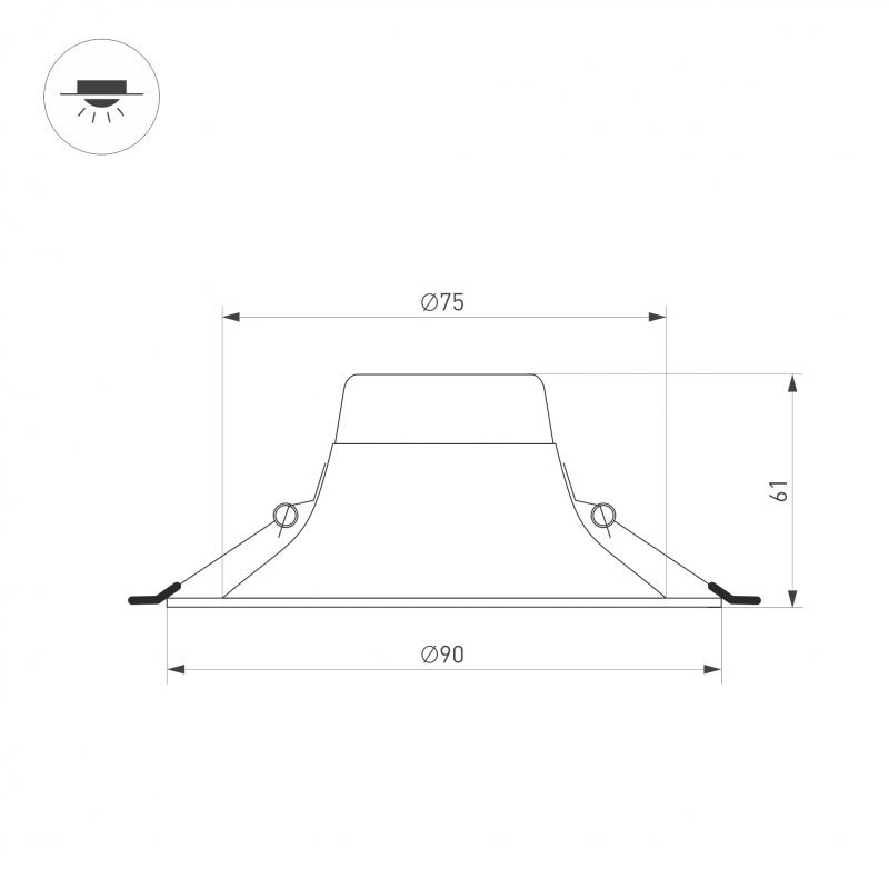 Встраиваемый светильник Arlight MS-BLIZZARD-BUILT-R90-6W Day4000 (BK, 100 deg, 230V) 036605
