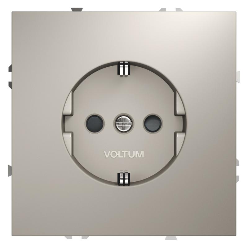 Розетка встраиваемая VOLTUM S70 с заземлением и защитными шторками, 16А, (кашемир)