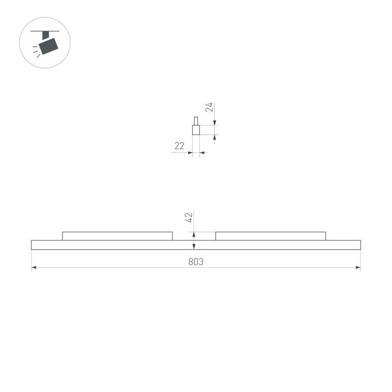 Трековый магнитный светильник Arlight MAG-ORIENT-FLAT-L800-27W Day4000 (BK, 100 deg, 48V) (IP20 Металл) 058250