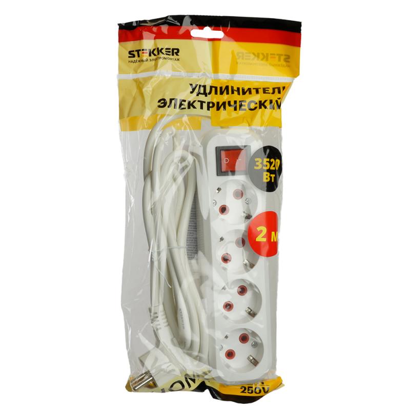 Удлинитель четырехместный Stekker Home 49358