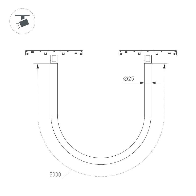 Трековый магнитный светильник Arlight MAG-ORIENT-TUBE-ELASTIC-R25-L5000-70W Day4000 (BK, 360 deg, 48V, DALI) 044340