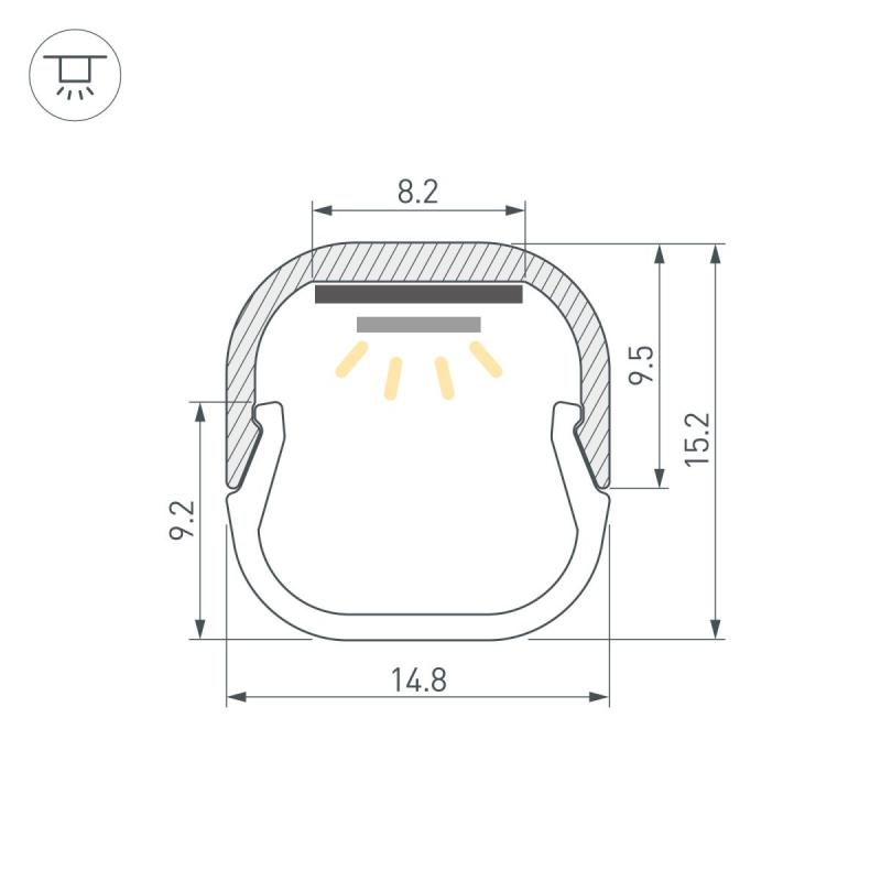 Профиль Arlight LINE-D-1515-2000 SQUARE ANOD (Алюминий) 061083