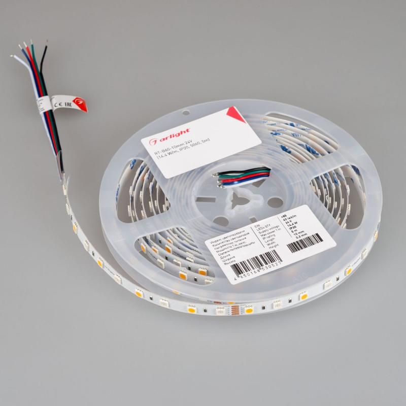 Светодиодная лента Arlight RT-B60-10mm 24V RGBW-Day (14.4 W/m, IP20, 5m) (Открытый) 018326(3)