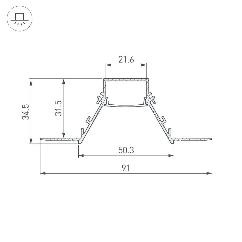Алюминиевый профиль Arlight COMFORT21-V-FANTOM-2000 WHITE 052543