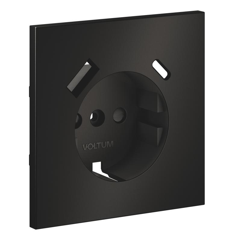 Накладка для розетки с заземлением и защитными шторками, с USB A+C, S70 Metal (антрацит)