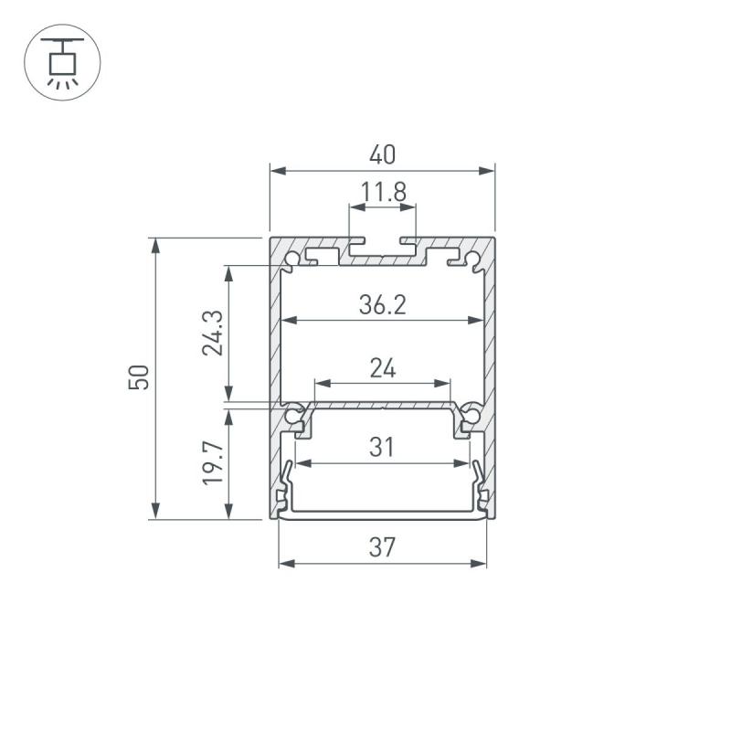 Профиль Arlight IP-LINE-4050-2000 BLACK (Алюминий) 053898