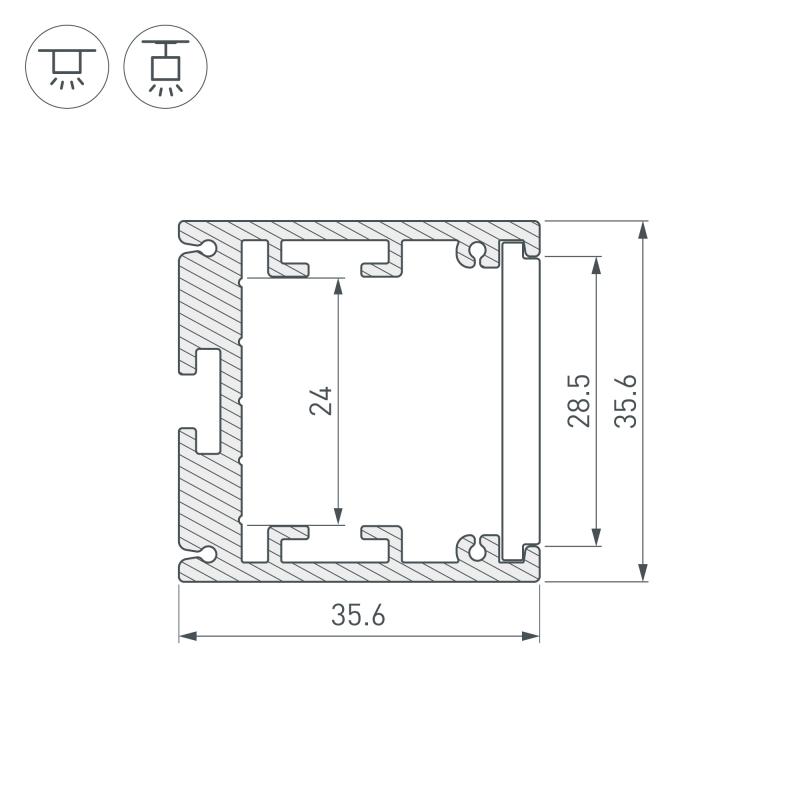 Алюминиевый профиль Arlight SL-ARC-3535-D320-W90 BLACK (260мм, дуга 1 из 4) 032678