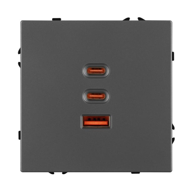 Механизм розетки с быстрой USB зарядкой Arlight SCT-NOBE-MUACC-SFPL-FC-GR (65W, QC3) 061837