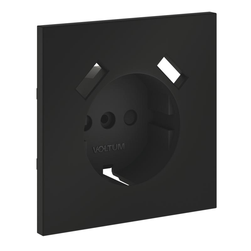 Накладка для розетки с заземлением и защитными шторками, с USB A+A, S70 (черный матовый)