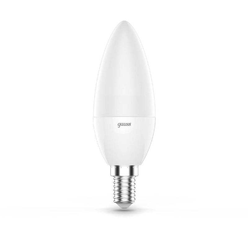 Лампа светодиодная диммируемая Gauss E14 6W RGBW свеча матовая 103101406