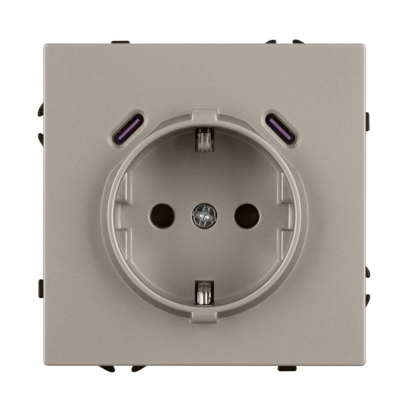 Розетка зк со шторками с USB тип C+С софт-тач кашемир Arlight SCT-MUCC-SFPL-CA (250V, 16A) 061814(1)