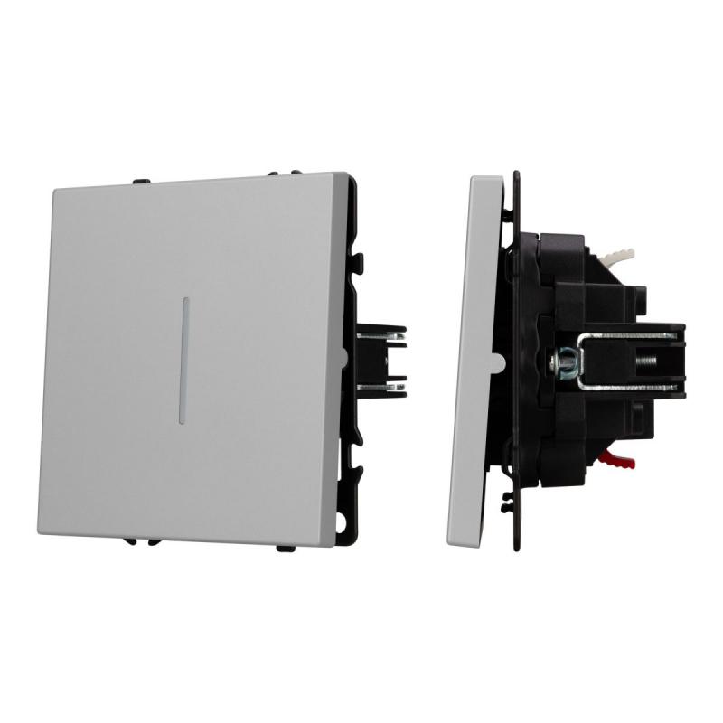 Выключатель проходной 1 кл подсветка софт-тач никель Arlight SWT-MKP1-SFPL-L-IS (250V, 10A) 059431(1)