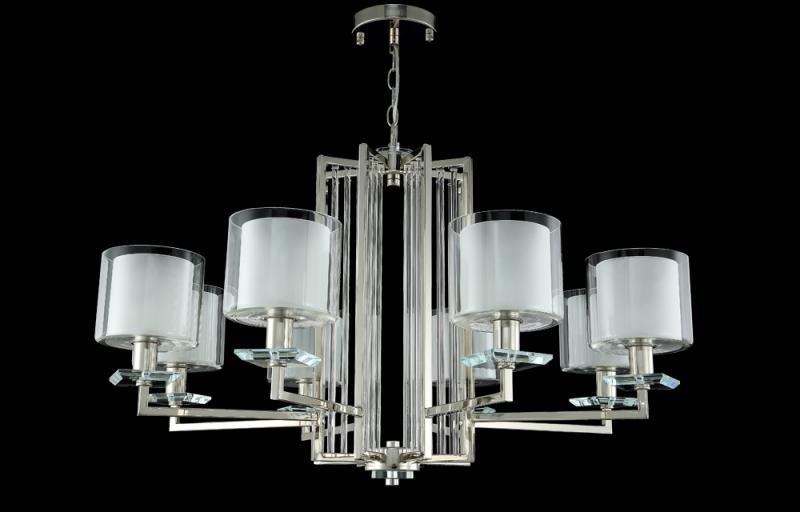 Подвесная люстра Crystal Lux Nicolas NICOLAS SP-PL8 NICKEL/WHITE
