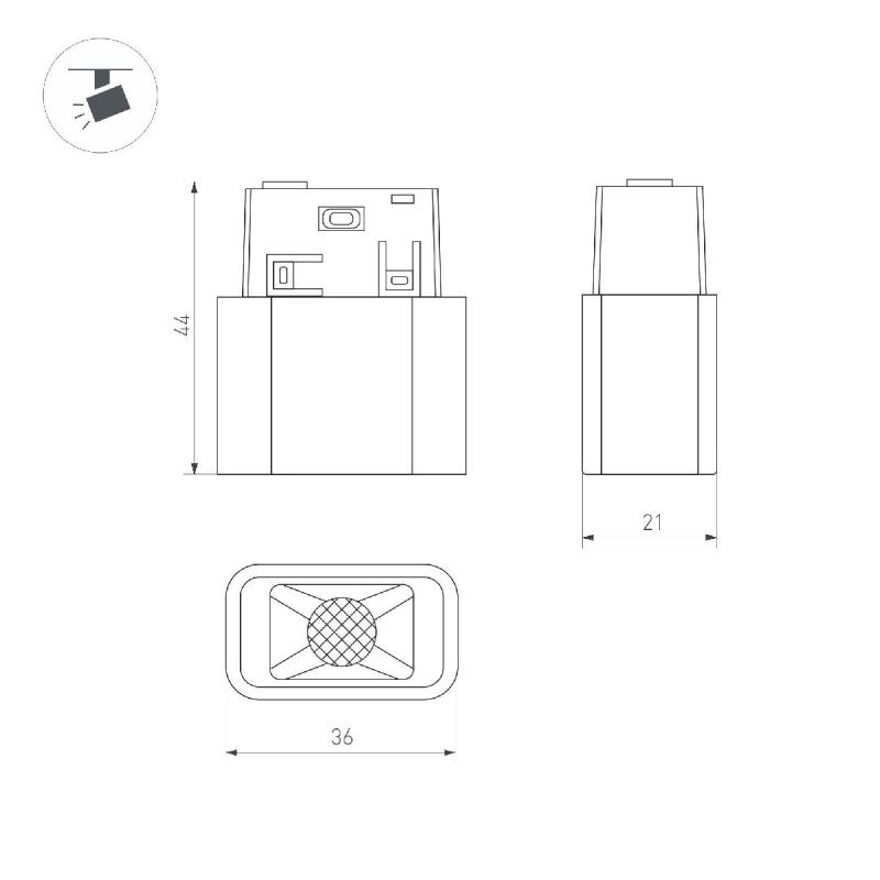 Трековый магнитный светильник Arlight MAG-ORIENT-BABY-S36x21-2W Warm3000 (BK, 24 deg, 48V) 043291