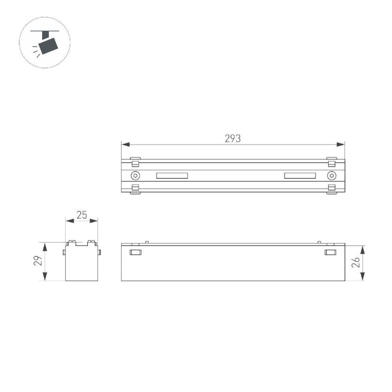 Трековый магнитный светильник Arlight MAG-VIBE-FLAT-L293-12W Day4000-MIX (WH, 100 deg, 48V, TUYA Zigbee) 045019