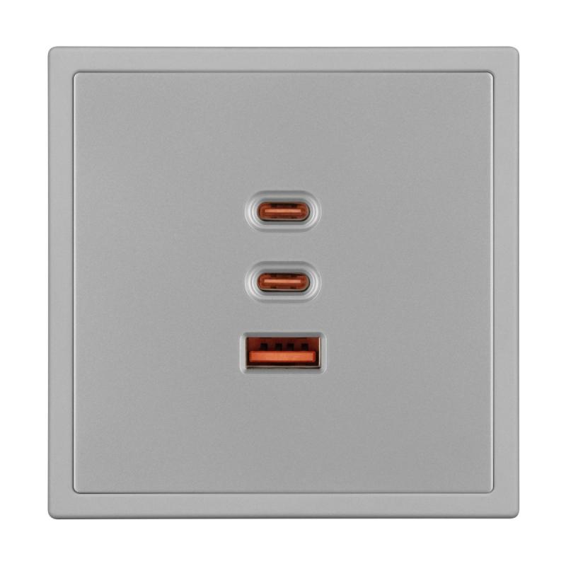 USB Розетка тип А+С+С софт-тач никель Arlight SCT-MUACC-SFPL-FC-IS (65W, QC3) 061838(1)