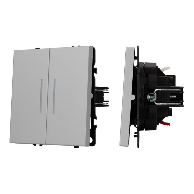 Механизм выключателя двухклавишный непроходной Arlight LED SWT-NOBE-MK02-SFPL-L-IS (230V, 10A) 059418