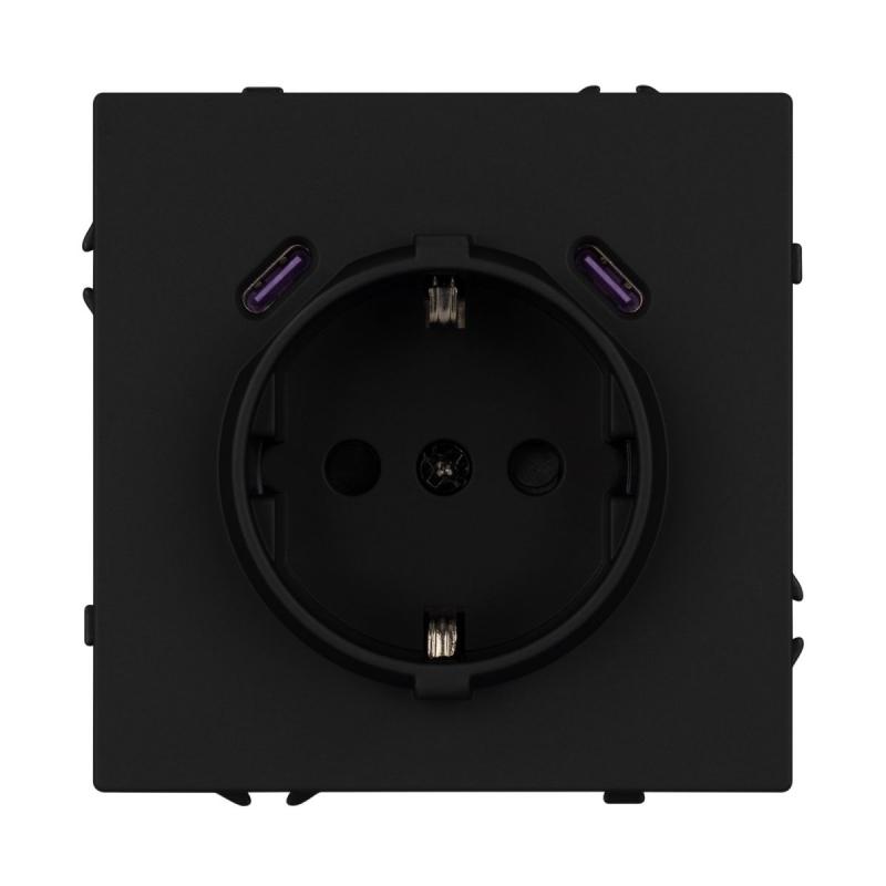Механизм розетки с USB зарядкой Arlight SCT-NOBE-MUCC-SFPL-BK (230V, 16A) 061813