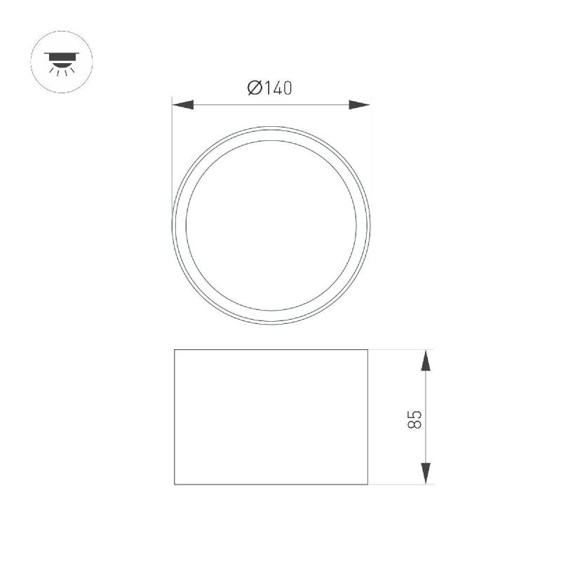 Накладной светильник Arlight SP-BISCOTTO-R140-15W Warm3300-MIX (BK, 80 deg, 230V) 054916