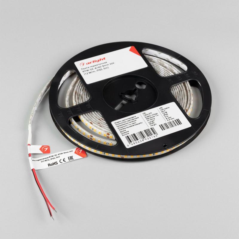 Светодиодная герметичная лента Arlight RTW-SE-A160-8mm 24V White6000 (12 W/m, IP65, 5m) 038718