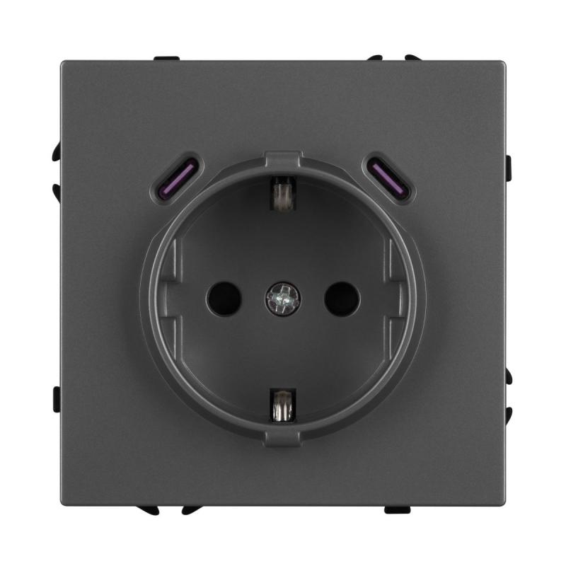 Механизм розетки с USB зарядкой Arlight SCT-NOBE-MUCC-SFPL-GR (230V, 16A) 061816