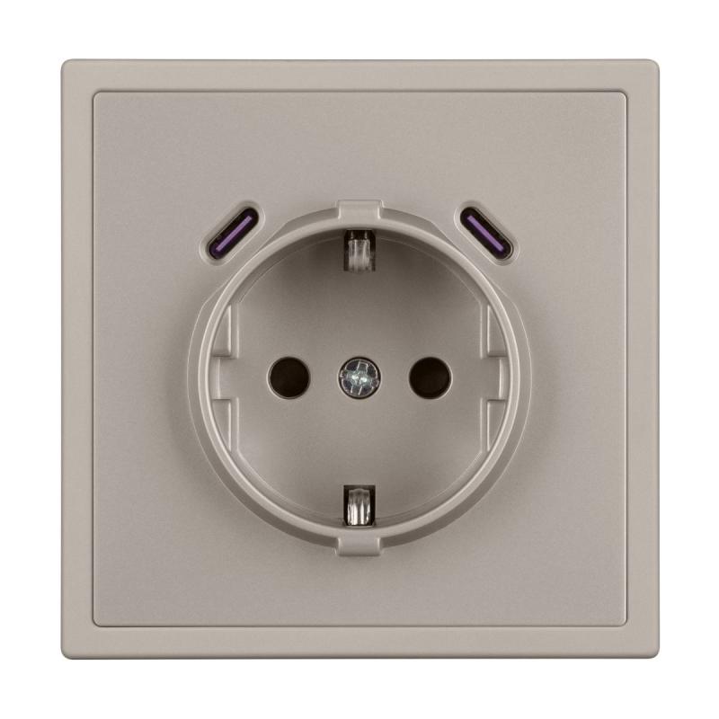 Розетка зк со шторками с USB тип C+С софт-тач кашемир Arlight SCT-MUCC-SFPL-CA (250V, 16A) 061814(1)
