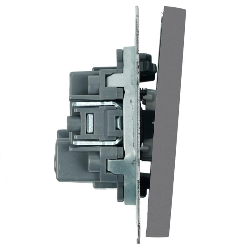 Выключатель двухклавишный Stekker Эмили RSW10-5116-10 платиново-серый soft touch 50823
