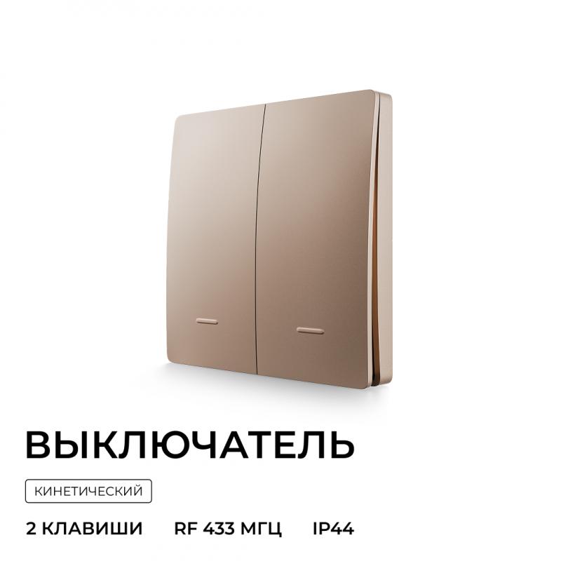 Выключатель кинетический 2кл., IP44, 2,4 ГГц, Smart, беж. Apeyron 04-76