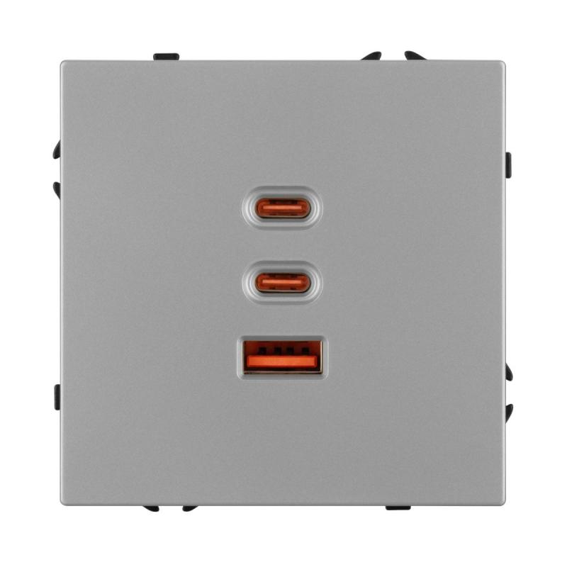 USB Розетка тип А+С+С софт-тач никель Arlight SCT-MUACC-SFPL-FC-IS (65W, QC3) 061838(1)
