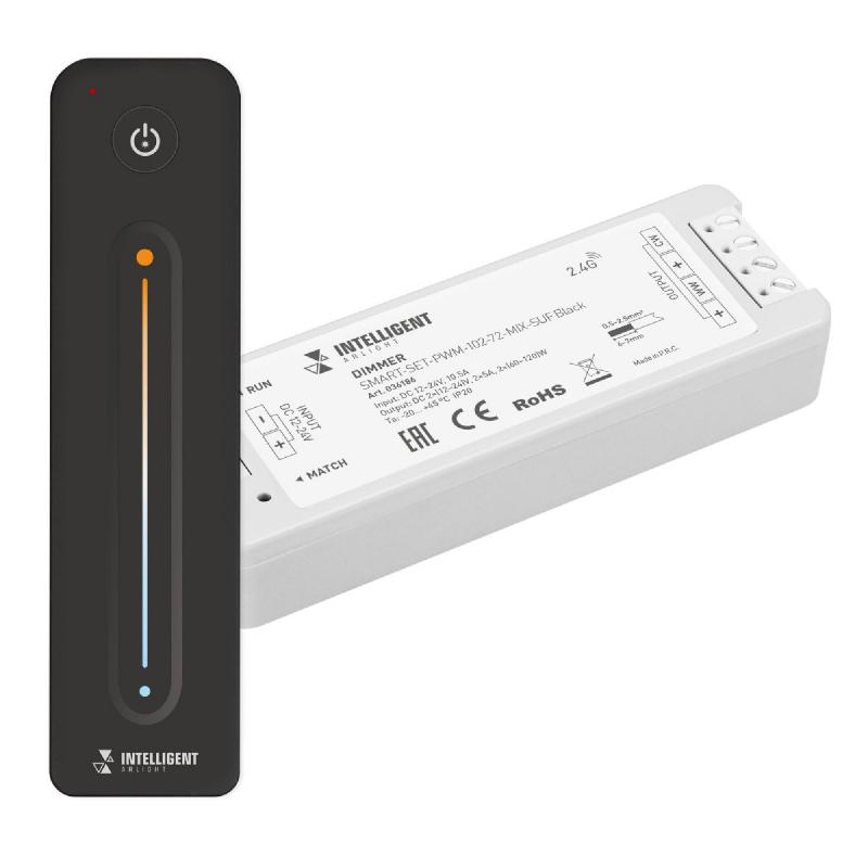 Диммер Arlight SMART-SET-PWM-102-72-MIX-SUF Black (12-24V, 2x5A, ПДУ LINE, 2.4G) 036186