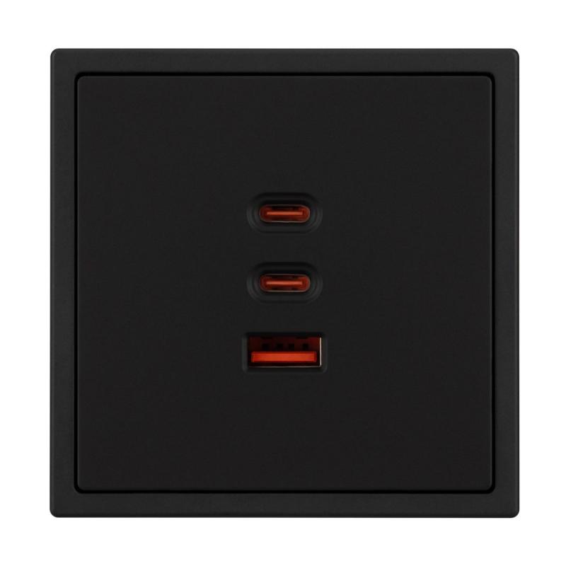 USB Розетка тип А+С+С софт-тач черный оникс Arlight SCT-MUACC-SFPL-FC-BK (65W, QC3) 061834(1)