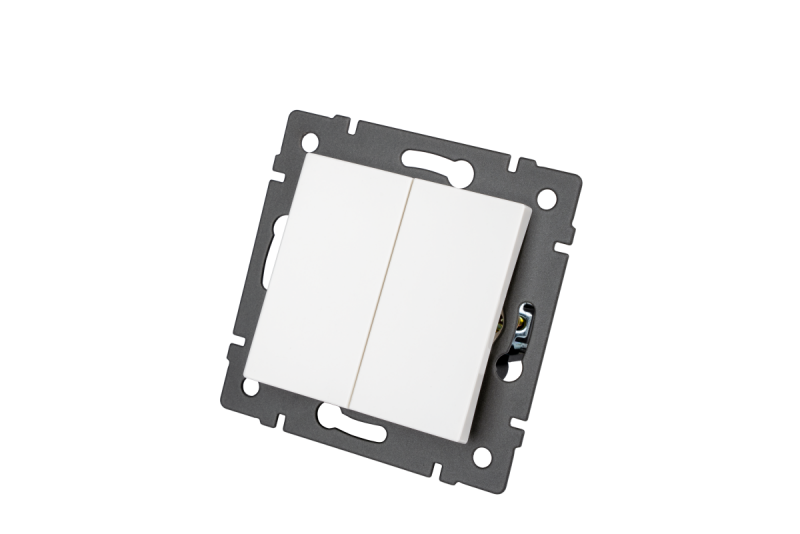 Механизм выключателя двухклавишный непроходной Arlight SWT-MK02-PL-WH-V (250V, 10A) 049887