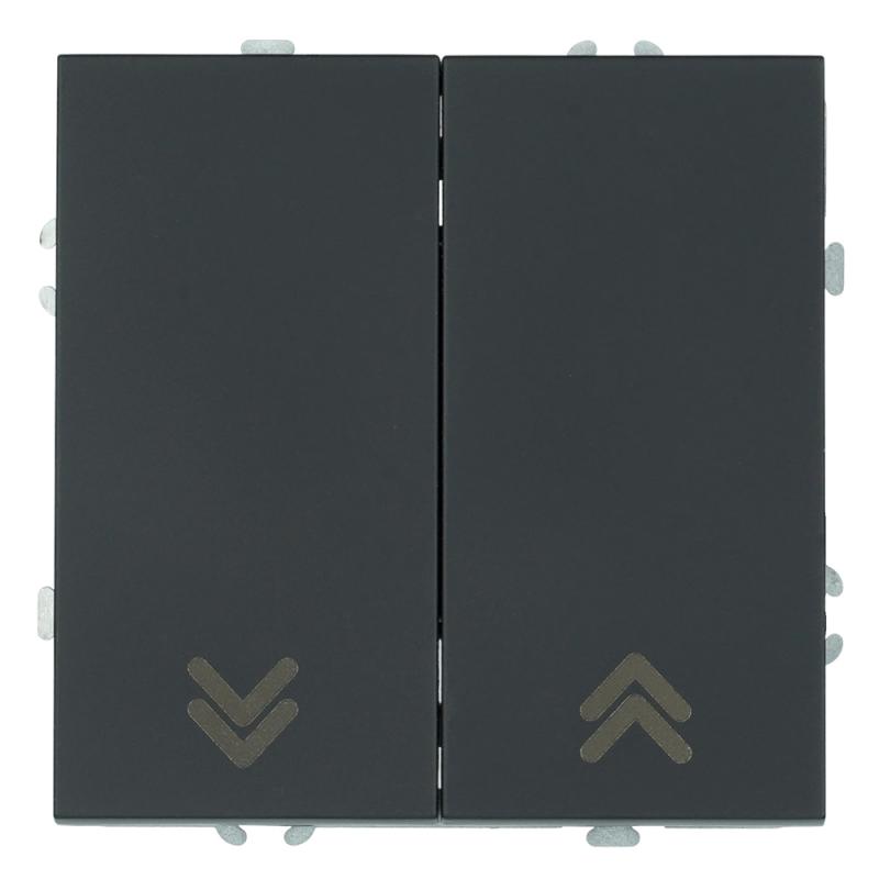 Выключатель двухклавишный Stekker Эмили RSW10-5116-05 черный уголь soft touch 50824