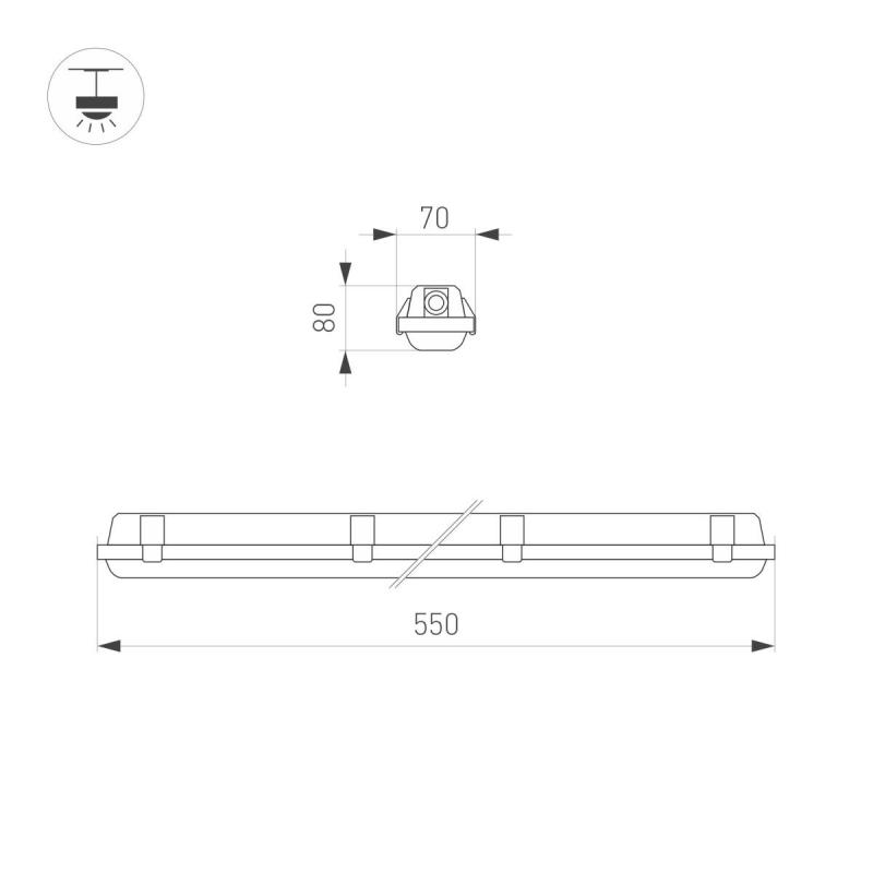 Линейный светильник Arlight ALT-DALLAS-EMERGENCY-L550-20W Day4000 (WH, 120 deg, 230V) (IP66 Пластик) 058143