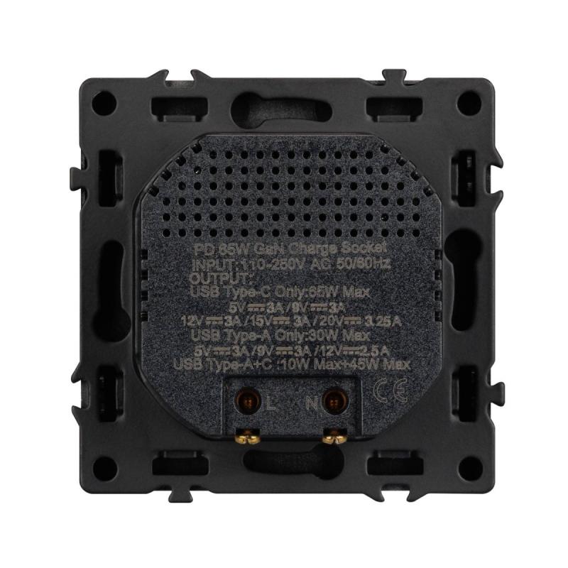 USB Розетка тип A+C софт-тач серый базальт Arlight SCT-MUAC-SFPL-FC-GR (65W, QC3) 054319(1)
