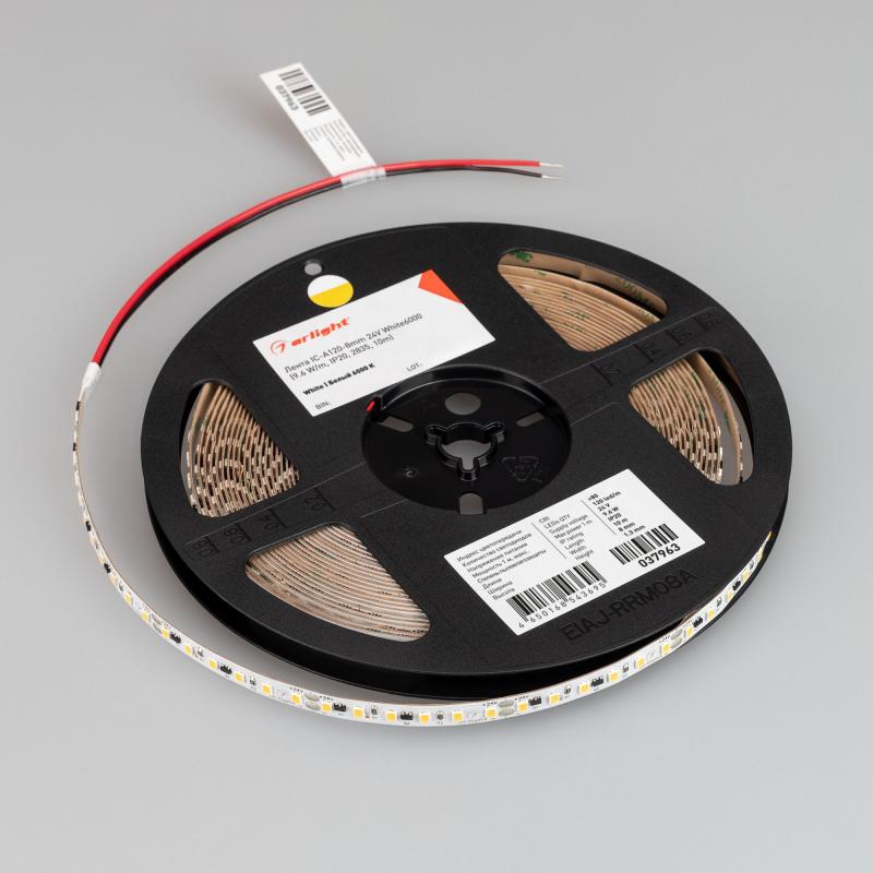 Светодиодная лента Arlight IC-A120-8mm 24V White6000 (9.6 W/m, IP20, 2835, 10m) 037963
