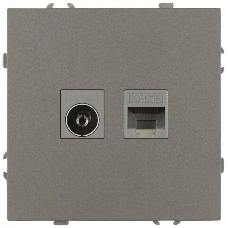 Розетка Эра Galaxy 15-3110-07 комбинированная RJ45+TV IP20 титан Б0070788
