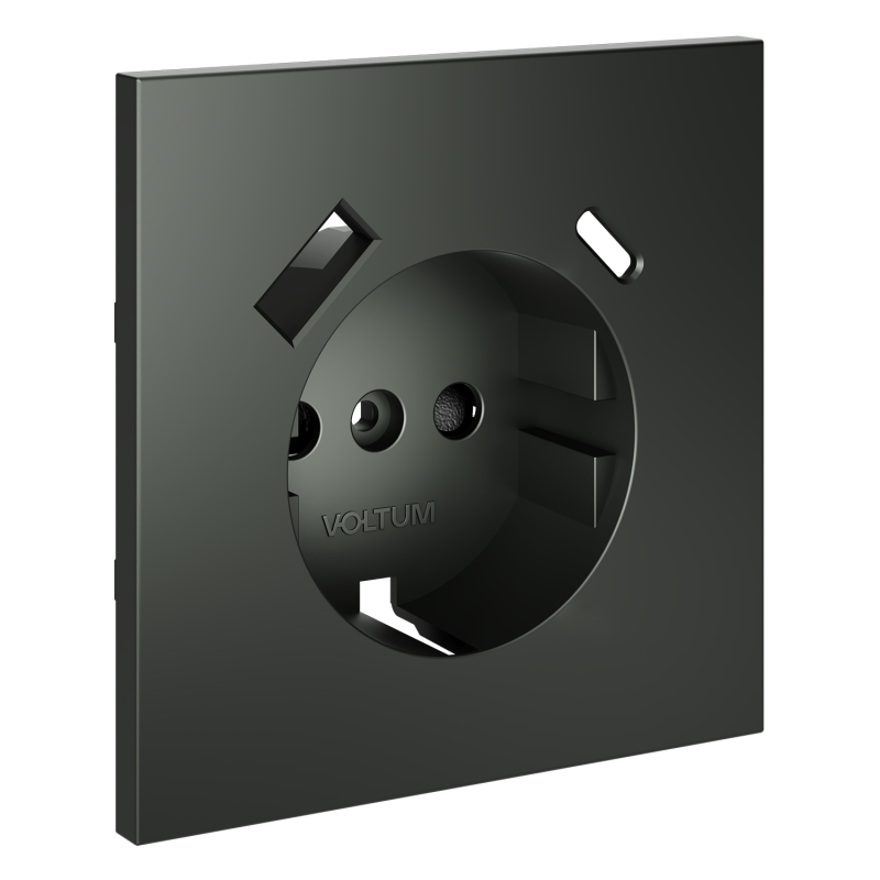 Накладка для розетки с заземлением и защитными шторками, с USB A+C, S70 (титан)