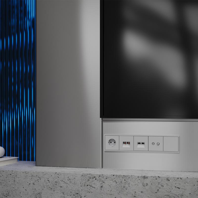Накладка для розетки компьютерной двойной RJ45+RJ45 кат.6, S70 (серый)