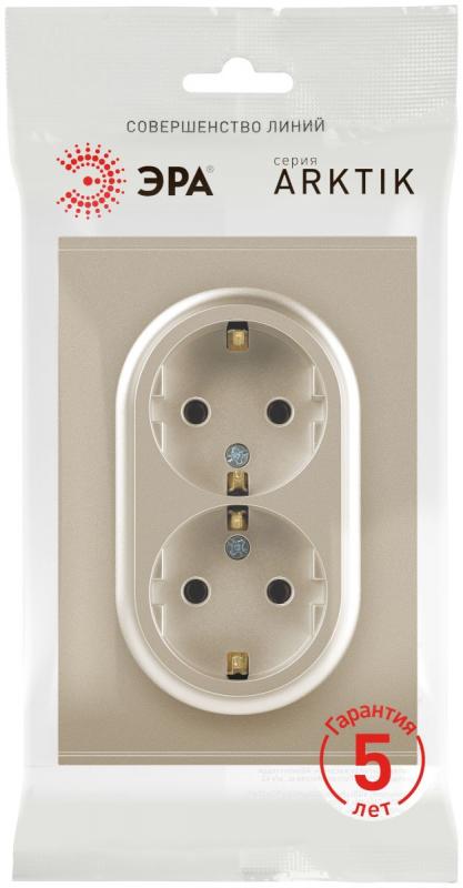 Розетка Эра Arktik 16-2104-04 двойная с заземлением 2X2P+E Schuko 16А-250В шампань Б0070447